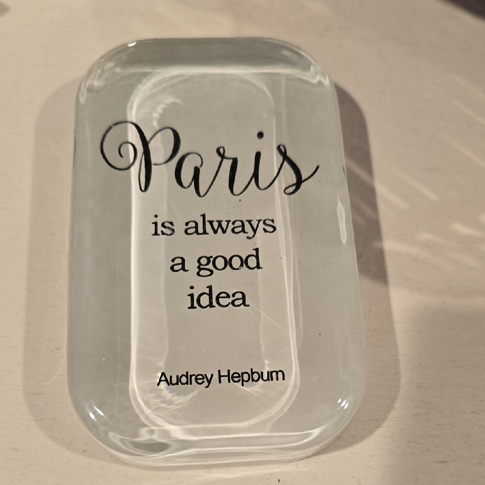 Glass Paper Weight With Quote